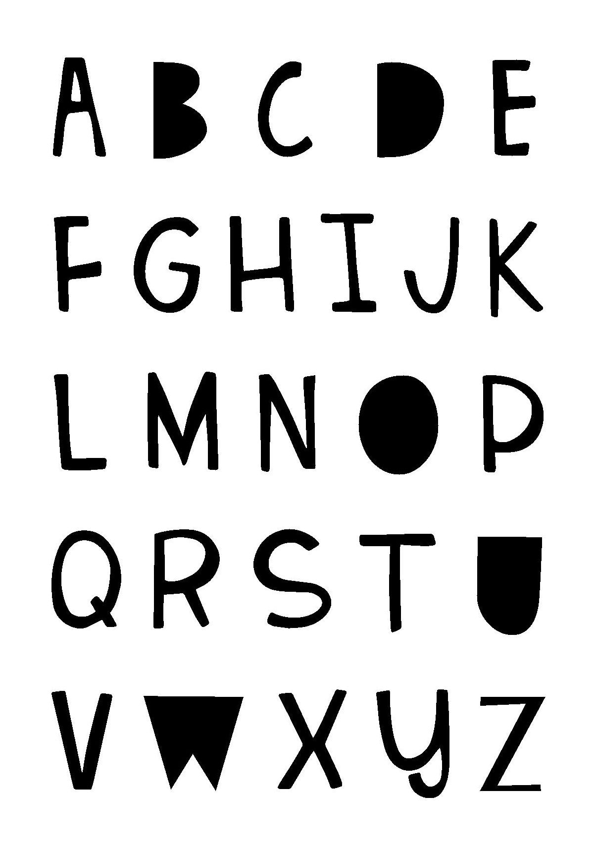 Alphabet A4 Print Boy / Girl Childrens Nursery Wall Art Black Print Poster