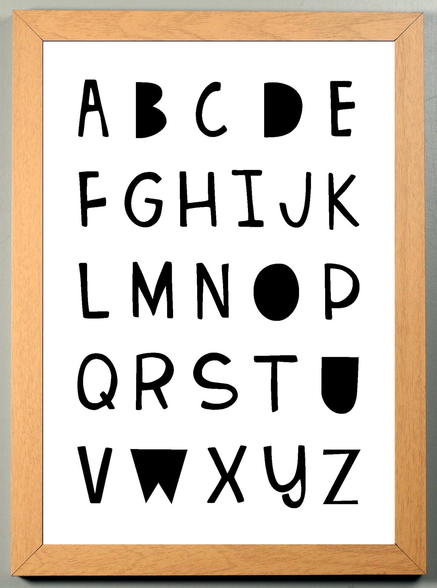 Alphabet A4 Print Boy / Girl Childrens Nursery Wall Art Black Print Poster