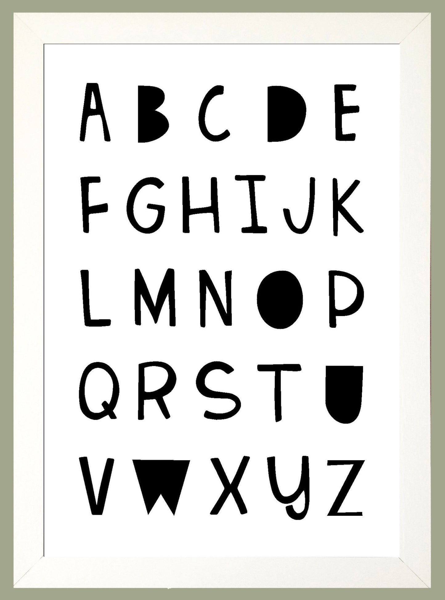Alphabet A4 Print Boy / Girl Childrens Nursery Wall Art Black Print Poster