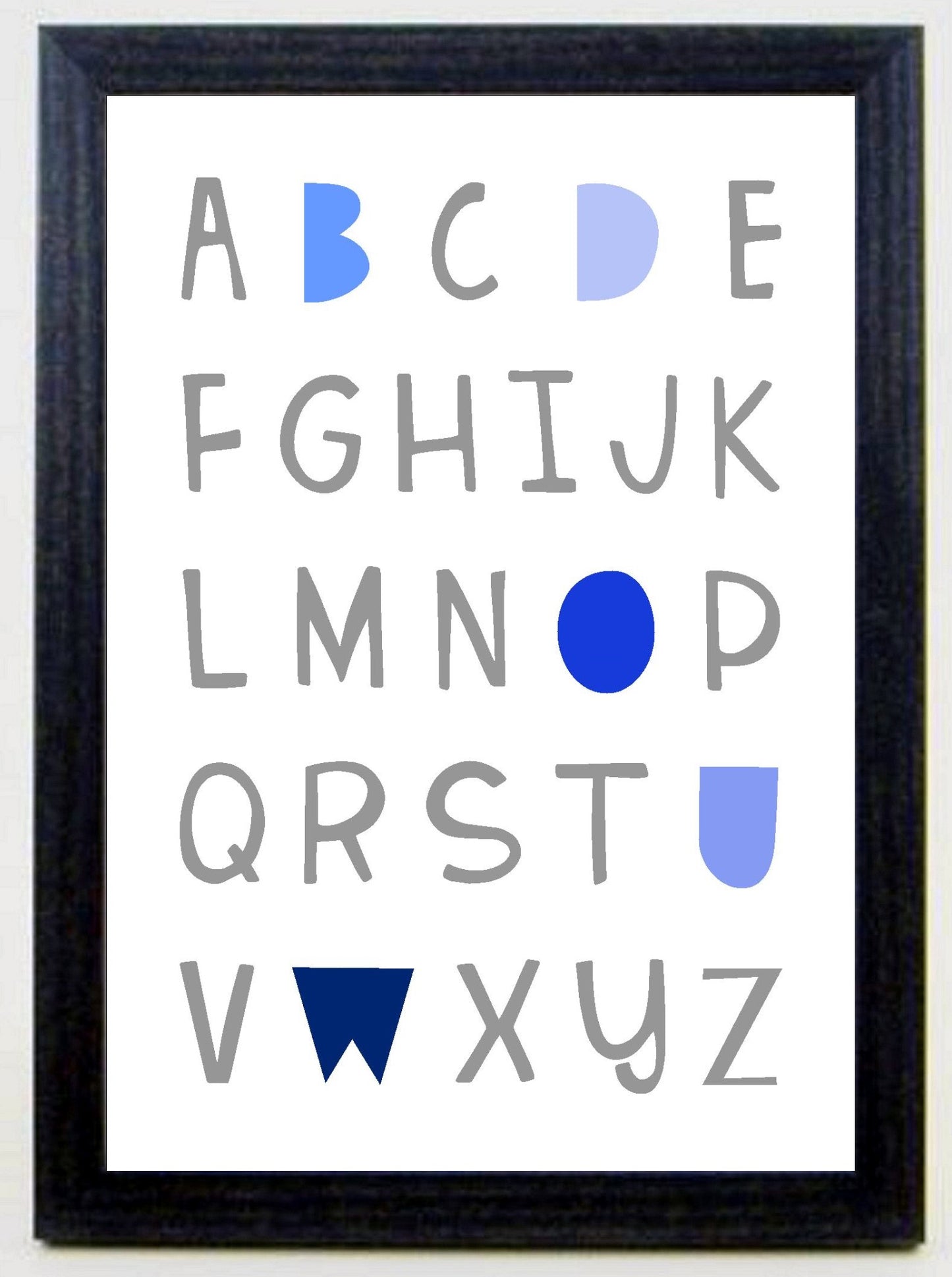 Alphabet A4 Print Boy / Girl Childrens Nursery Wall Art Blue Print Poster