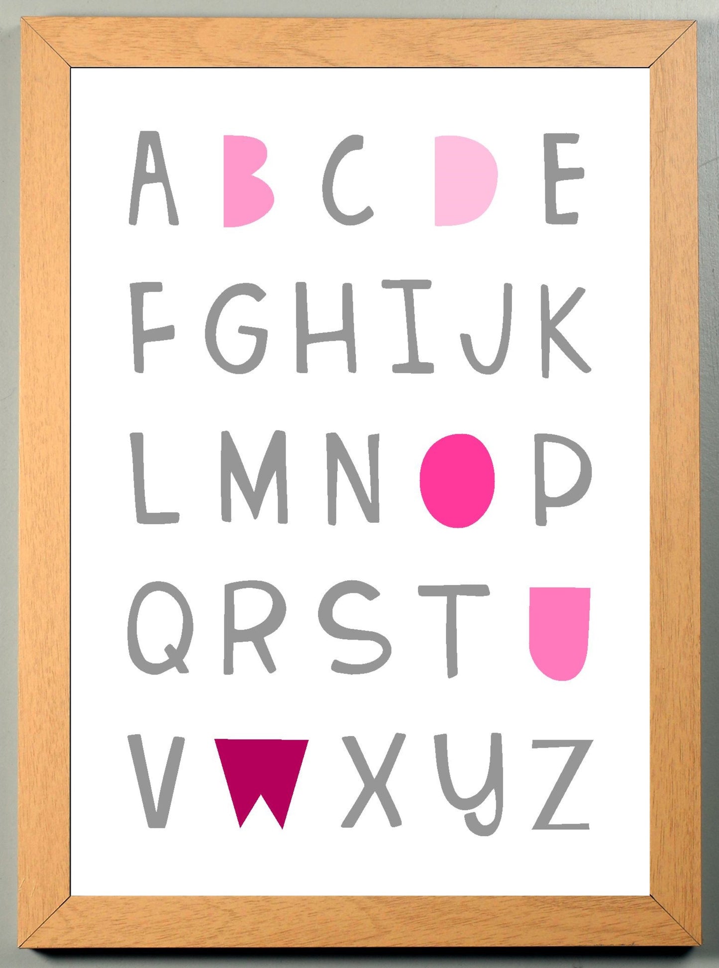 Alphabet A4 Print Boy / Girl Childrens Nursery Wall Art Pink Print Poster