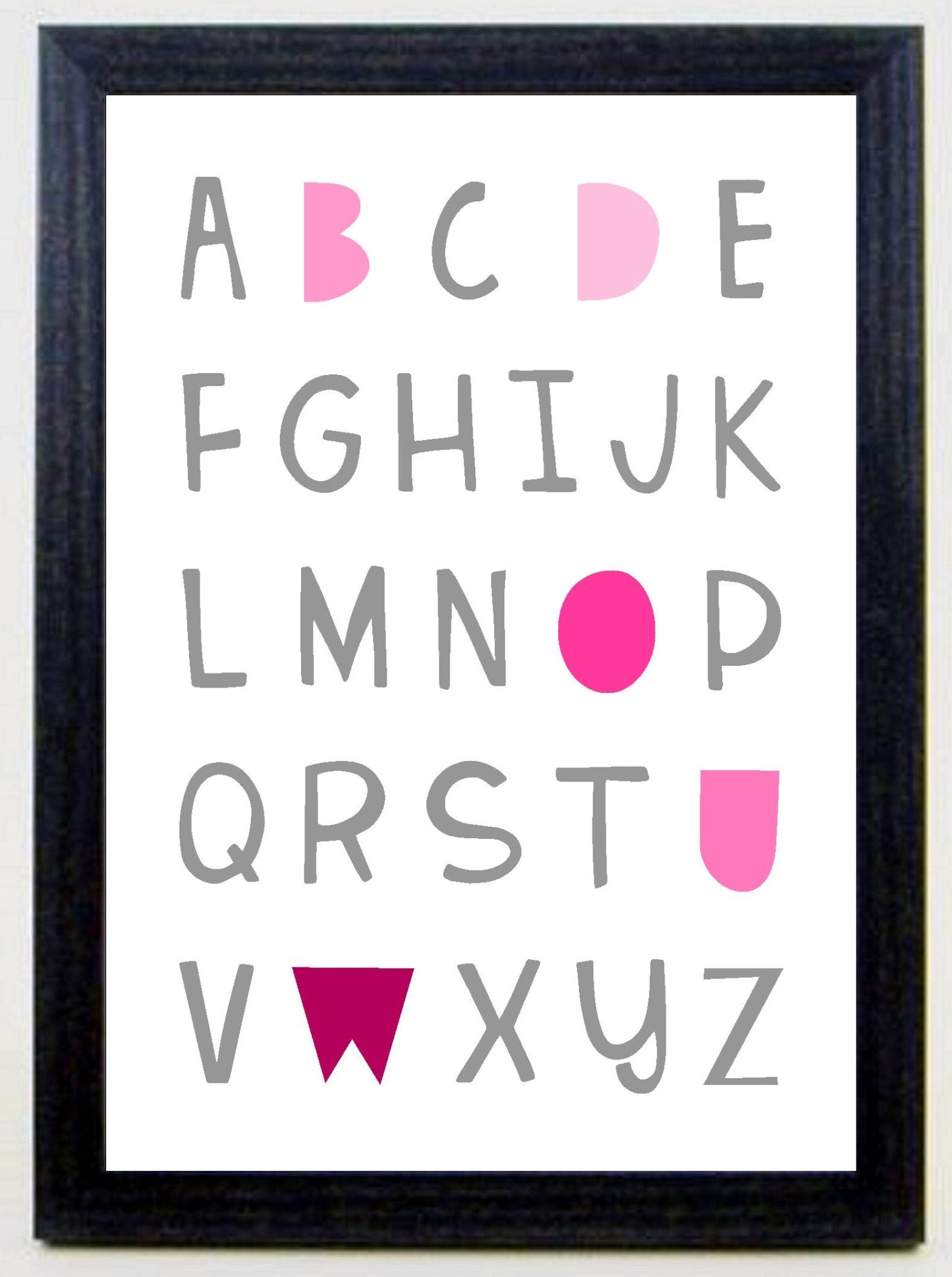 Alphabet A4 Print Boy / Girl Childrens Nursery Wall Art Pink Print Poster
