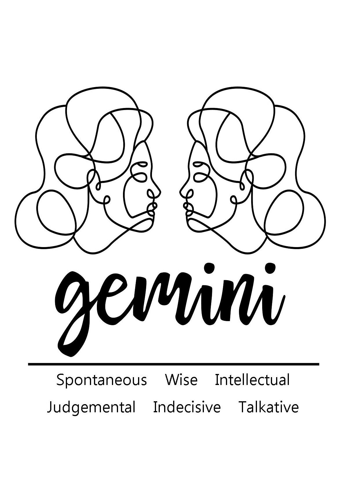 Gemini Zodiac Star Sign Traits A4 Print Poster