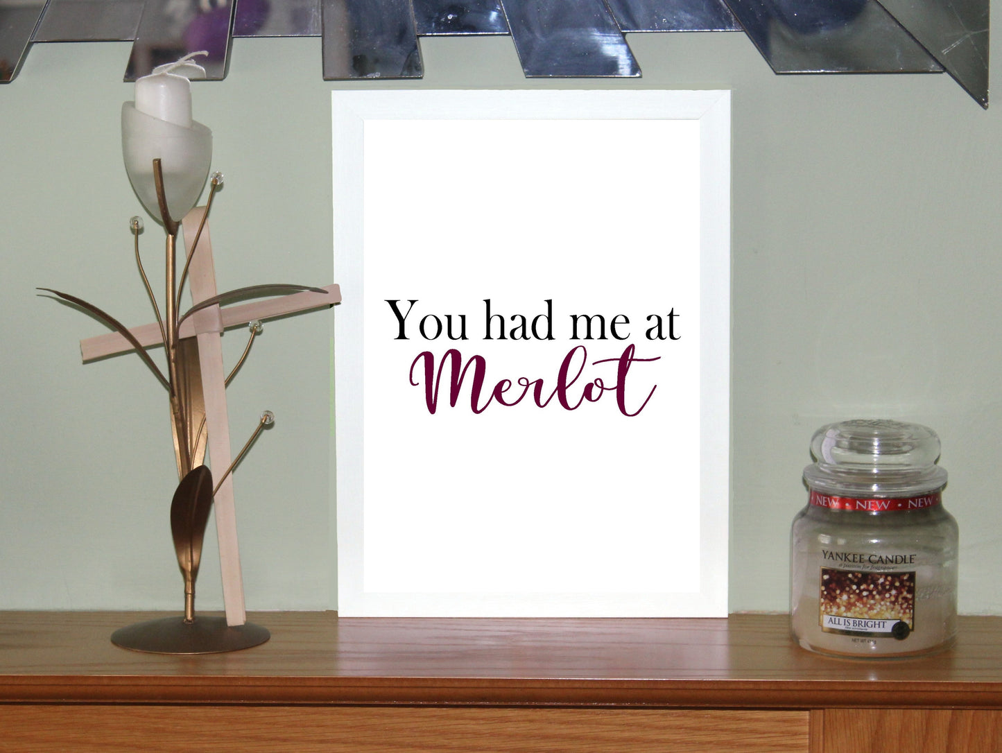 You Had Me At Merlot A4 Black or Red Fun Print Wall Art Available as the Print Only or in a Frame of Your Choice
