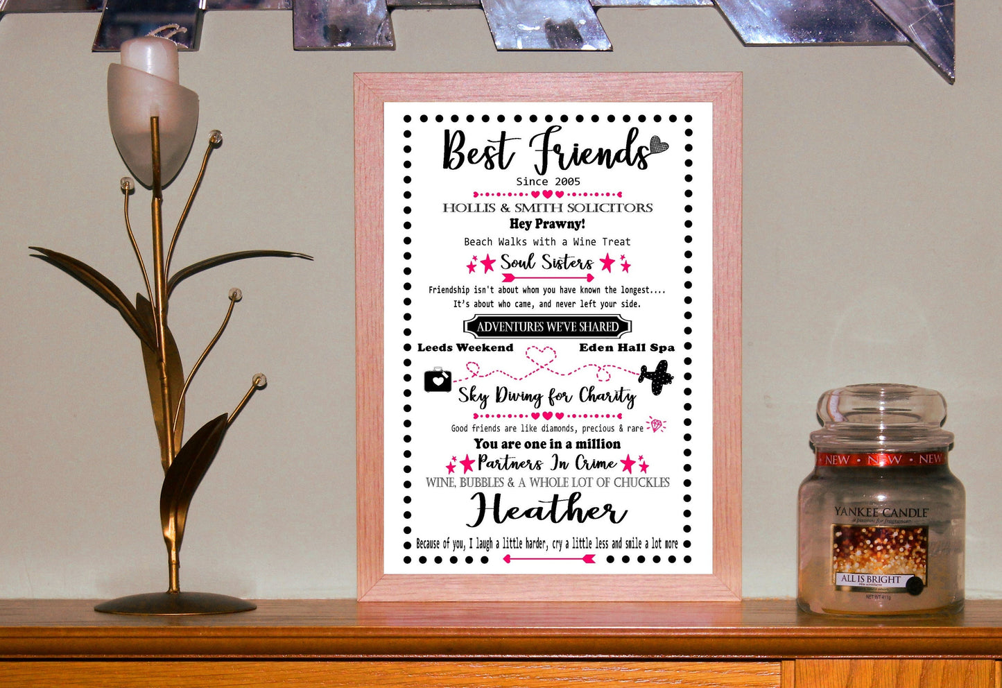 Personalised Best Friends Memories Friendship Celebration Keepsake A4 Print Sold as the Print on its own or in a Choice of Frames