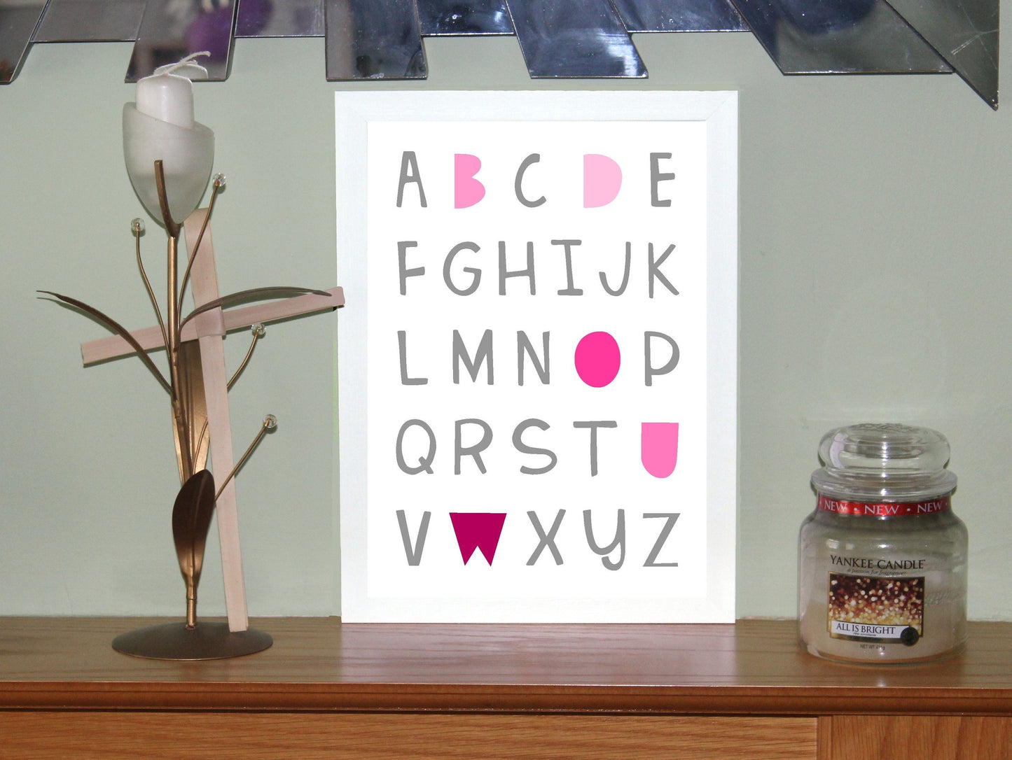 Alphabet A4 Print Boy / Girl Childrens Nursery Wall Art Pink Print Poster