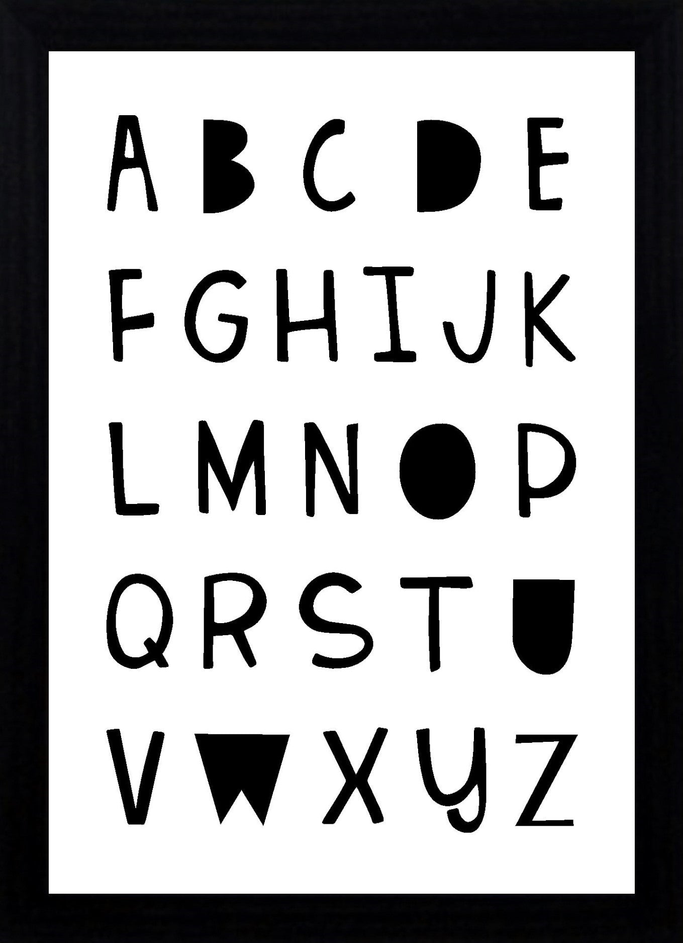 Alphabet A4 Print Boy / Girl Childrens Nursery Wall Art Black Print Poster