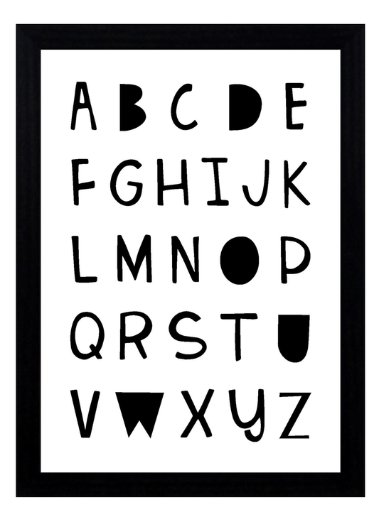 Alphabet A4 Print Boy / Girl Childrens Nursery Wall Art Black Print Poster