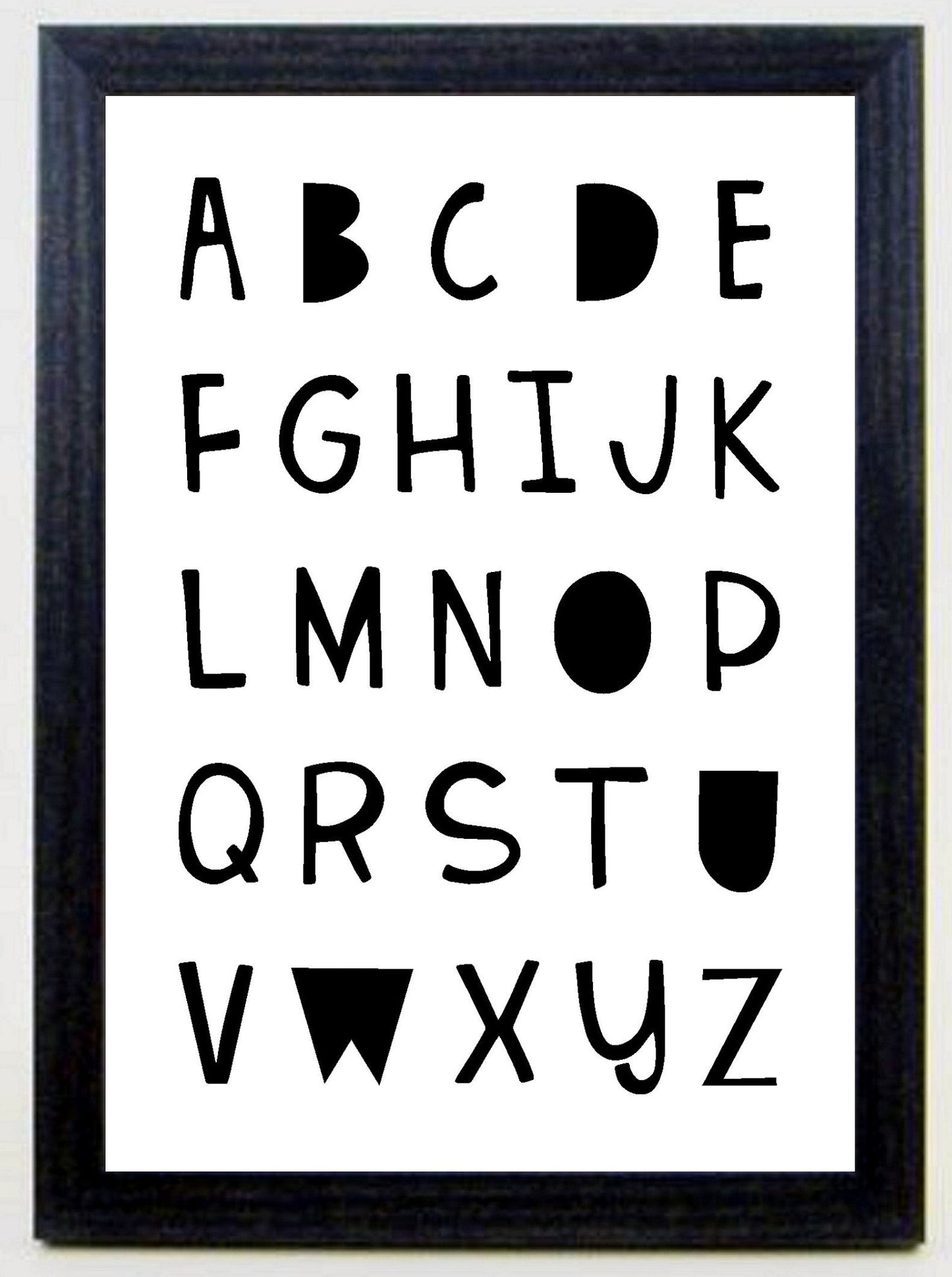 Alphabet A4 Print Boy / Girl Childrens Nursery Wall Art Black Print Poster