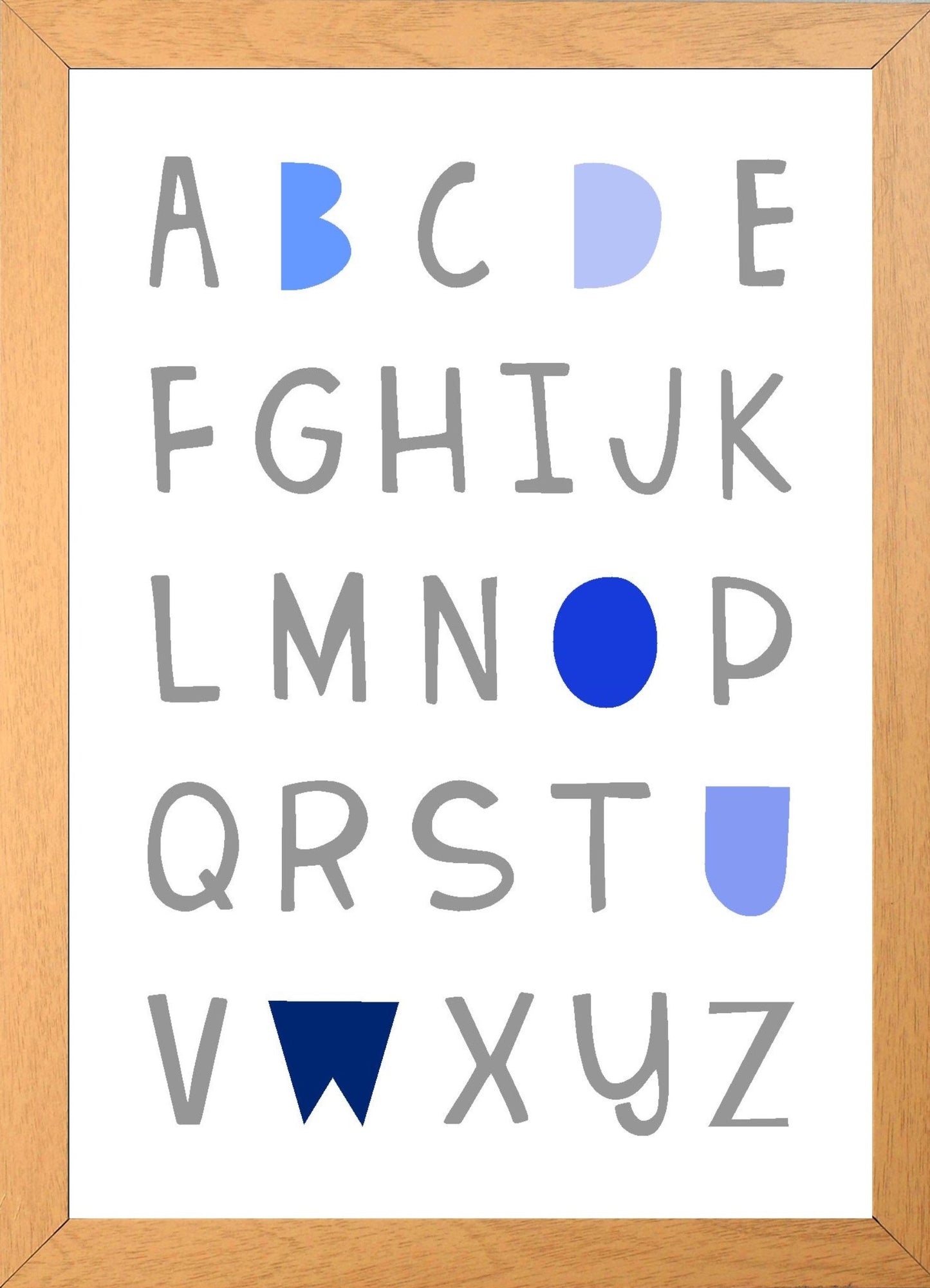 Alphabet A4 Print Boy / Girl Childrens Nursery Wall Art Blue Print Poster