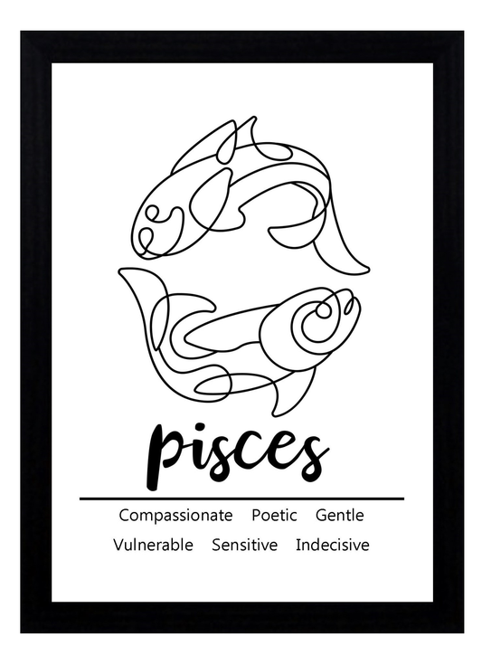Pisces Zodiac Star Sign Traits A4 Poster Sold as the Print Only or in a Choice of Frames…