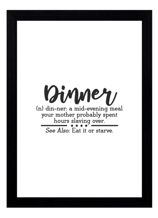 Dinner Definition A4 Fun Print Wall Art Home Decor Gift Print Poster