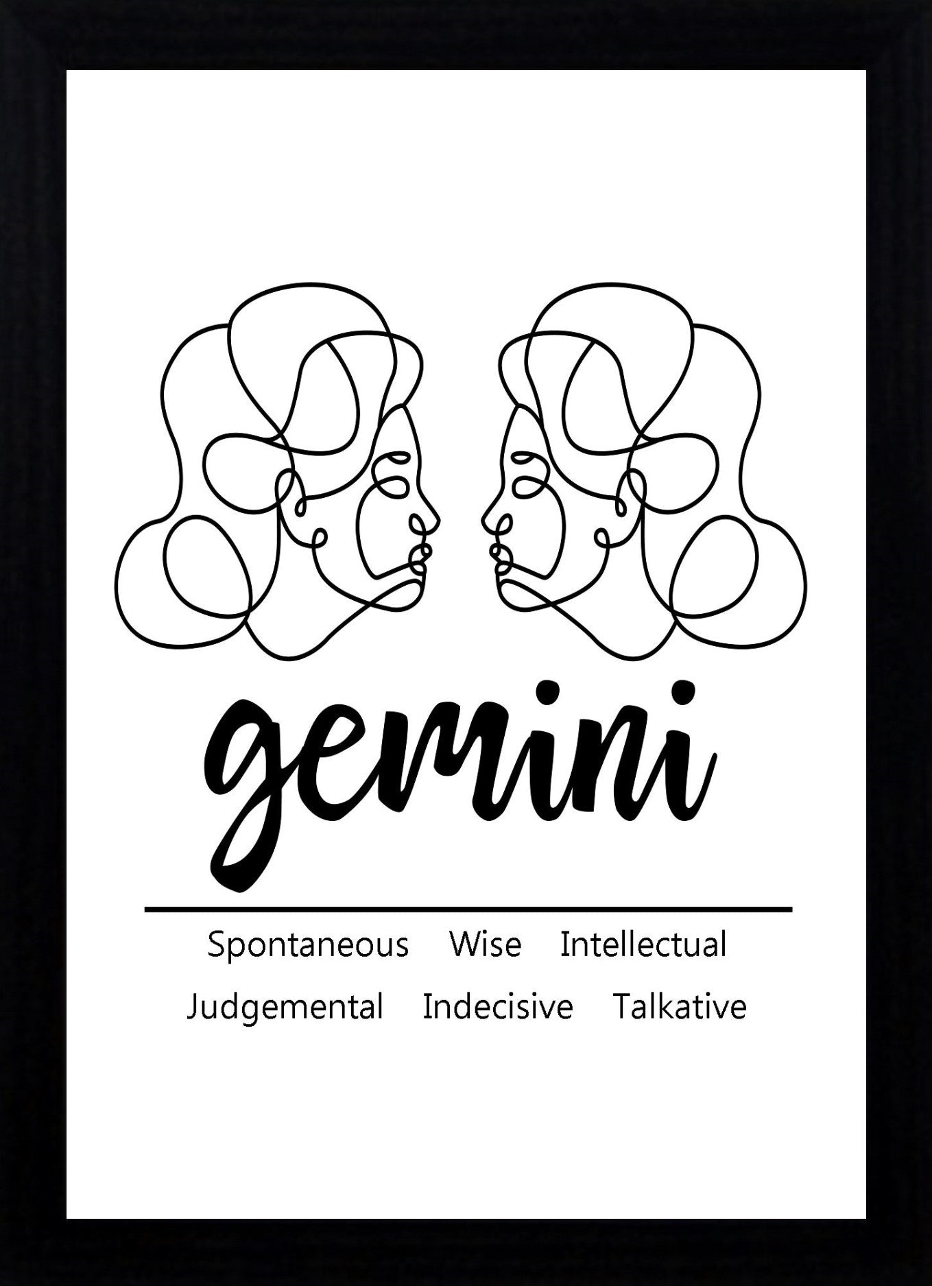 Gemini Zodiac Star Sign Traits A4 Print Poster
