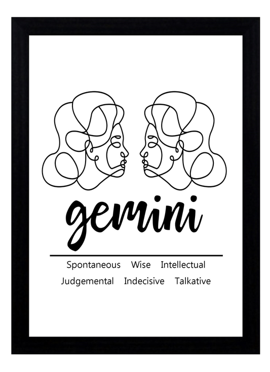 Gemini Zodiac Star Sign Traits A4 Print Poster