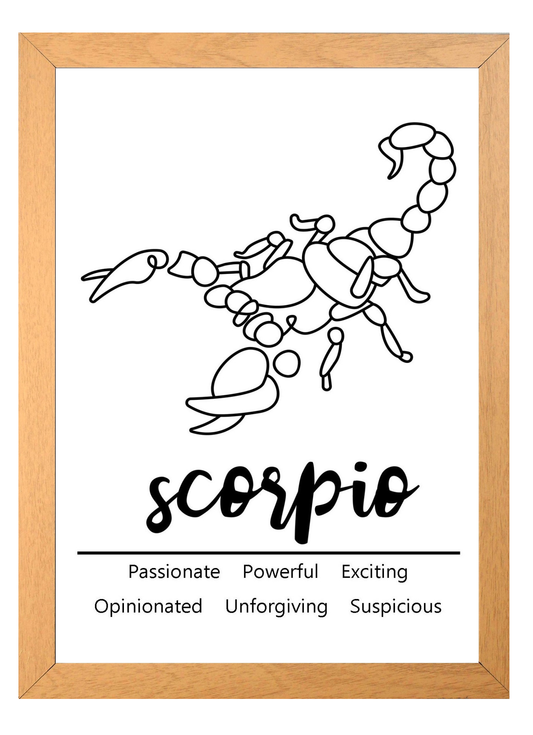 Scorpio Zodiac Star Sign Traits A4 Poster Sold as the Print Only or in a Choice of Frames…