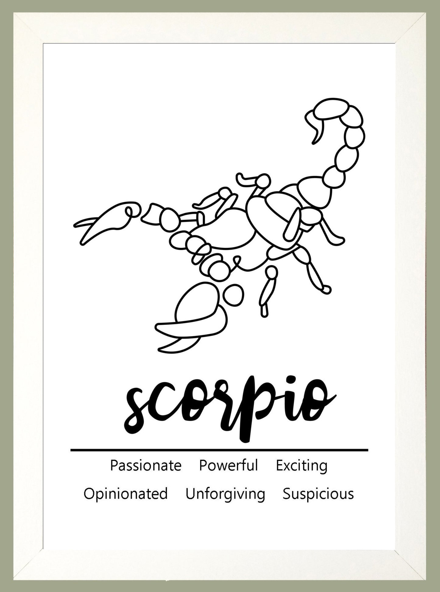 Scorpio Zodiac Star Sign Traits A4 Poster Sold as the Print Only or in a Choice of Frames…