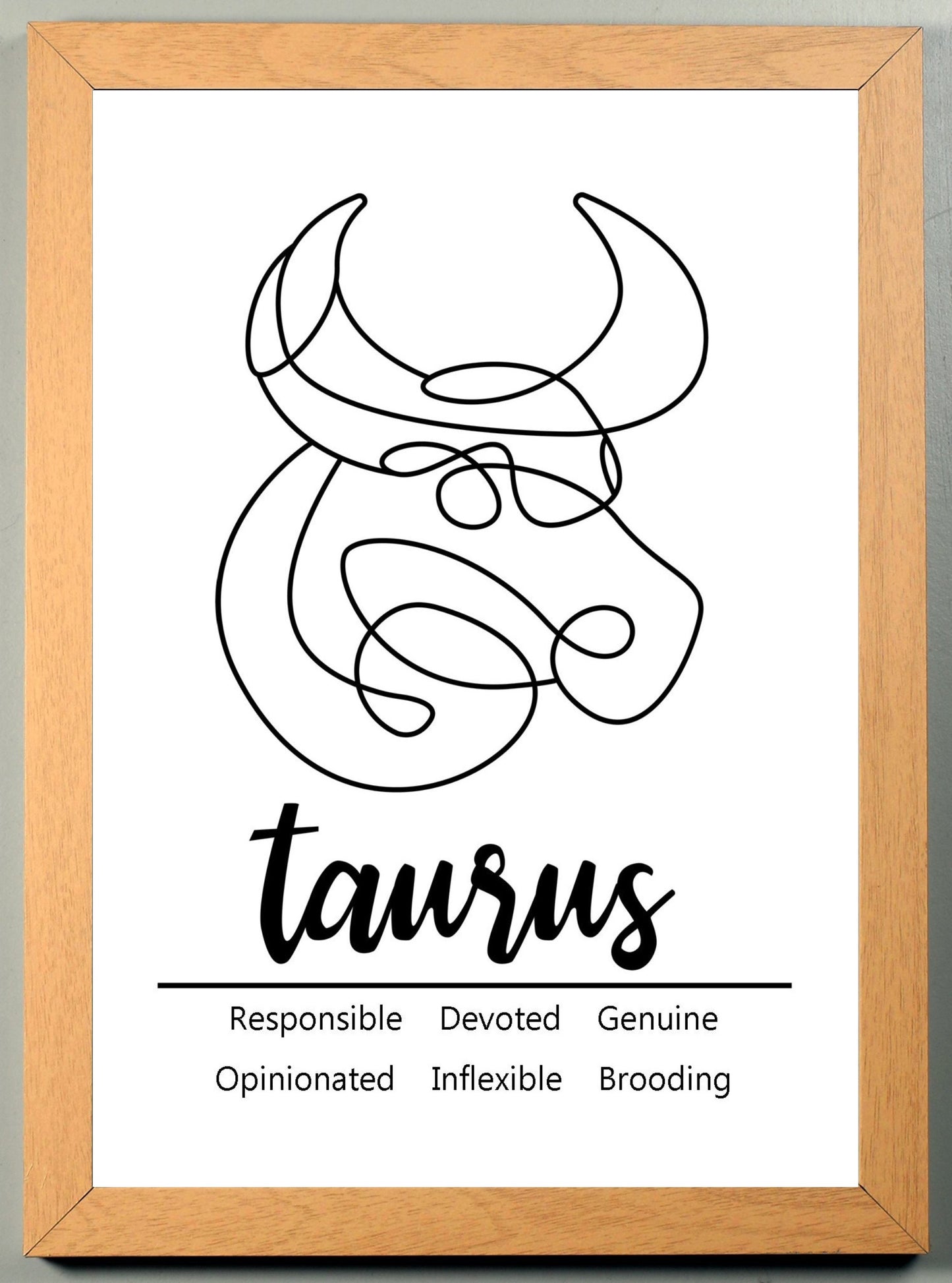 Taurus Zodiac Star Sign Traits A4 Poster Sold as the Print Only or in a Choice of Frames…