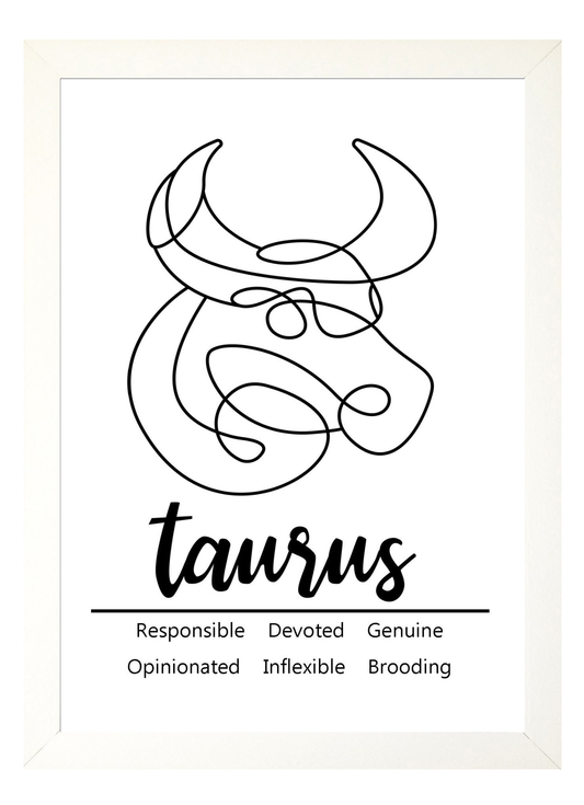 Taurus Zodiac Star Sign Traits A4 Poster Sold as the Print Only or in a Choice of Frames…