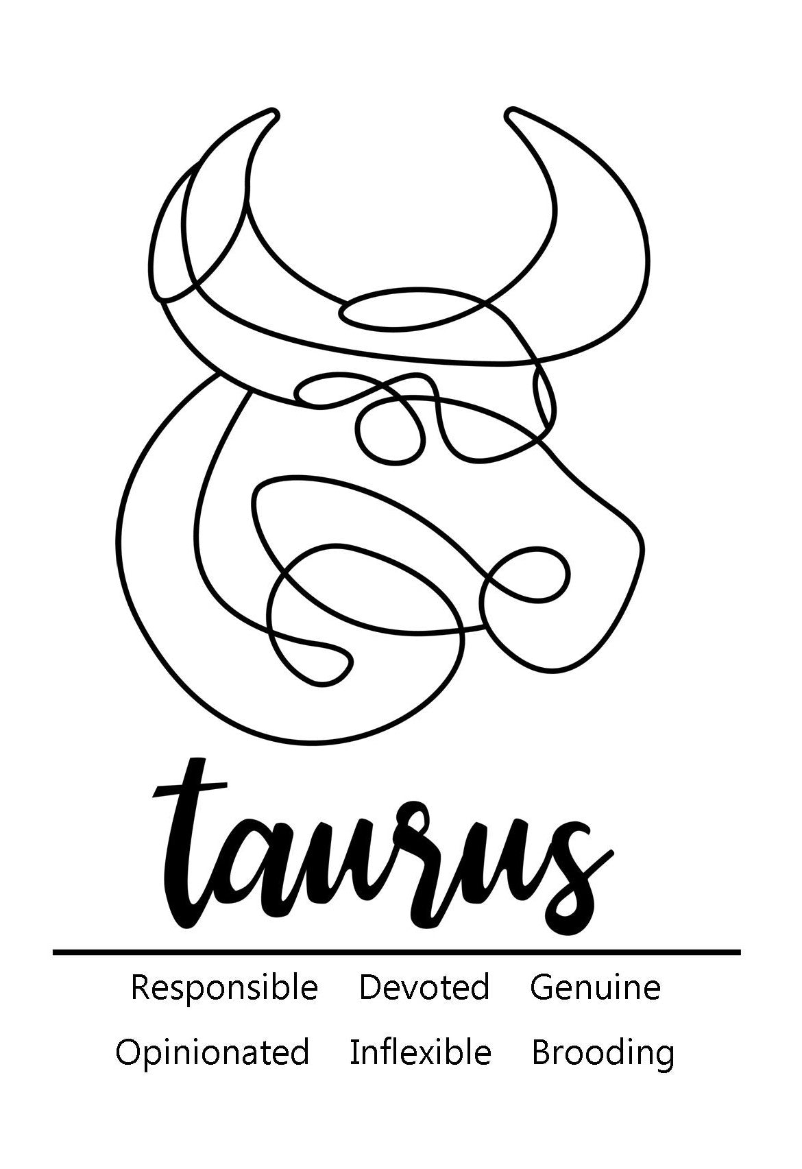 Taurus Zodiac Star Sign Traits A4 Poster Sold as the Print Only or in a Choice of Frames…