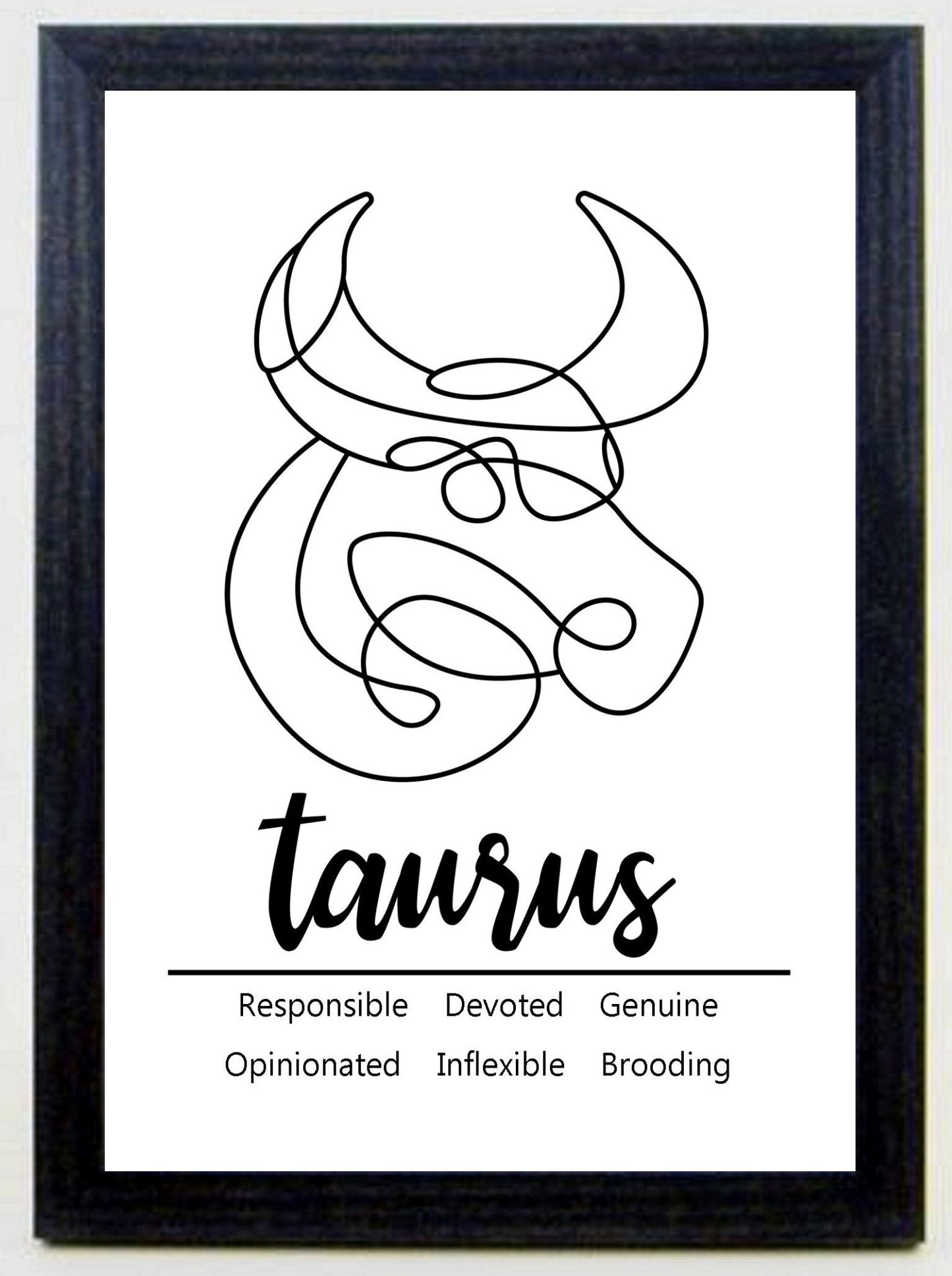 Taurus Zodiac Star Sign Traits A4 Poster Sold as the Print Only or in a Choice of Frames…