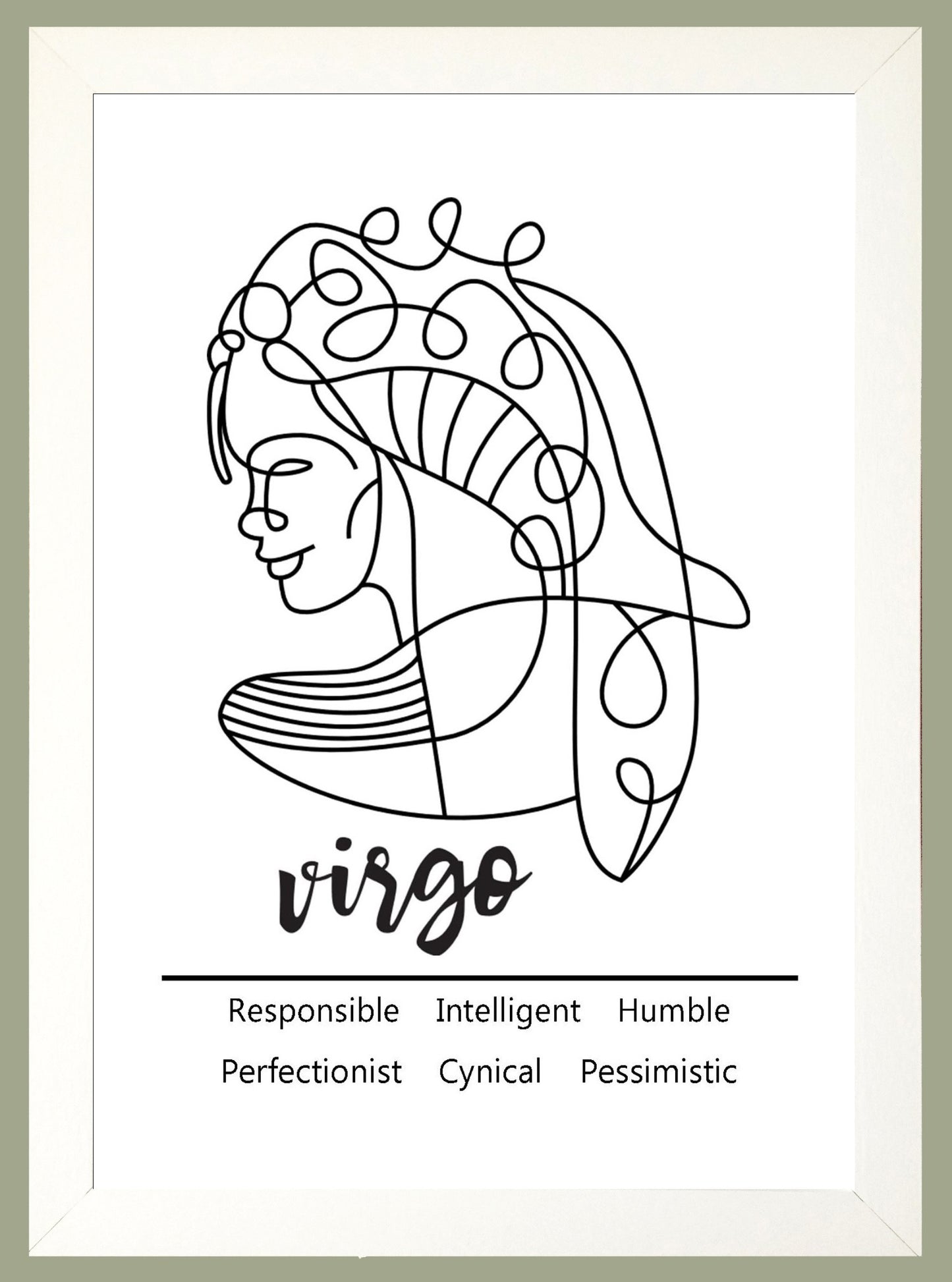 Virgo Zodiac Star Sign Traits A4 Poster Sold as the Print Only or in a Choice of Frames…