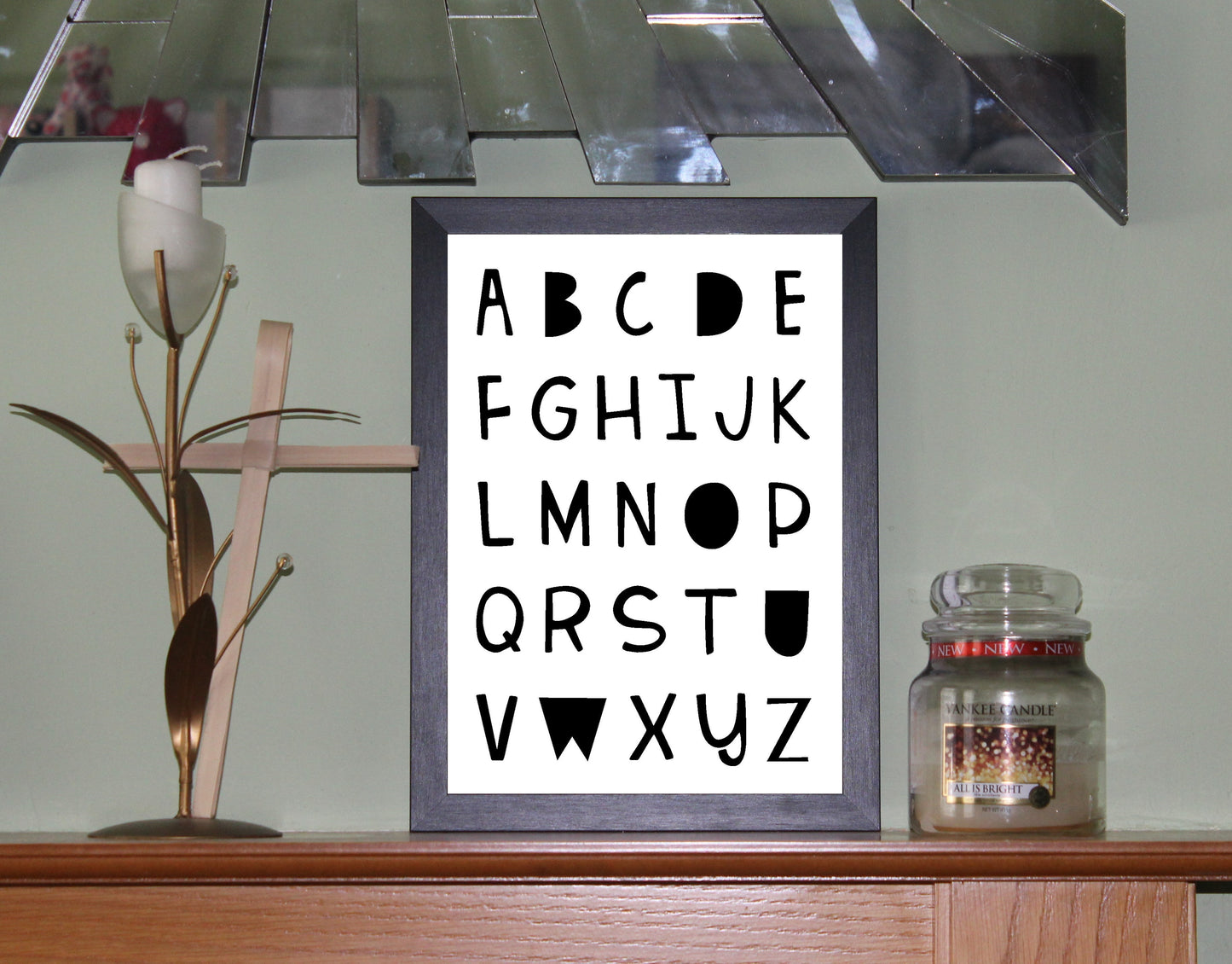 Alphabet A4 Print Boy / Girl Childrens Nursery Wall Art Black Print Poster