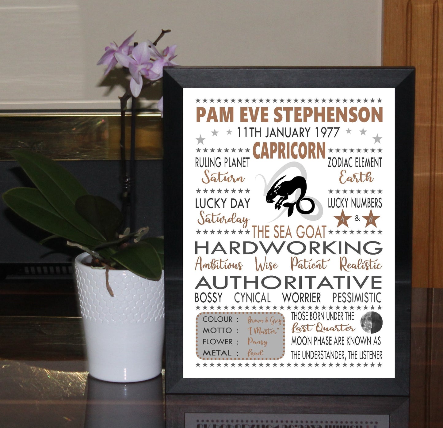 "Personalised Capricorn" Star Sign Zodiac Birthday Horoscope Print Poster