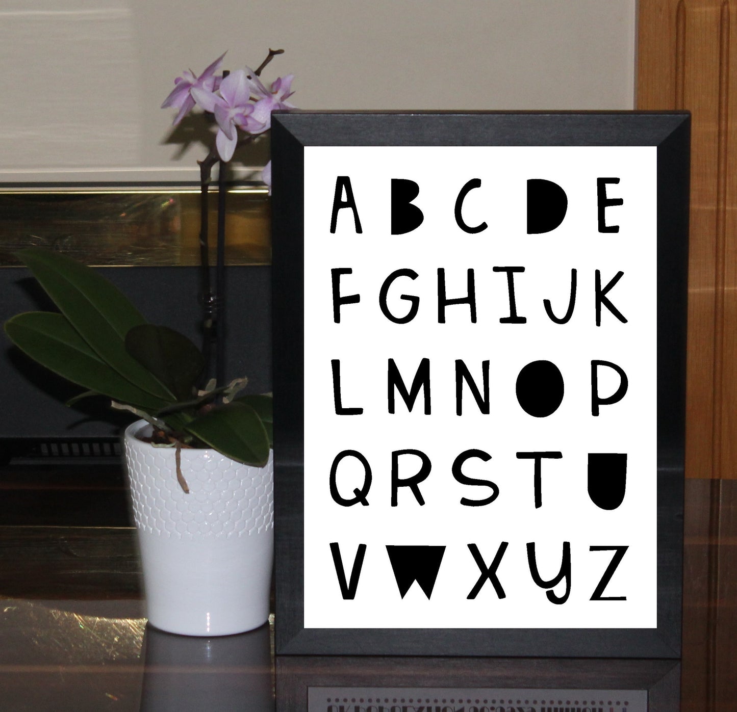 Alphabet A4 Print Boy / Girl Childrens Nursery Wall Art Black Print Poster