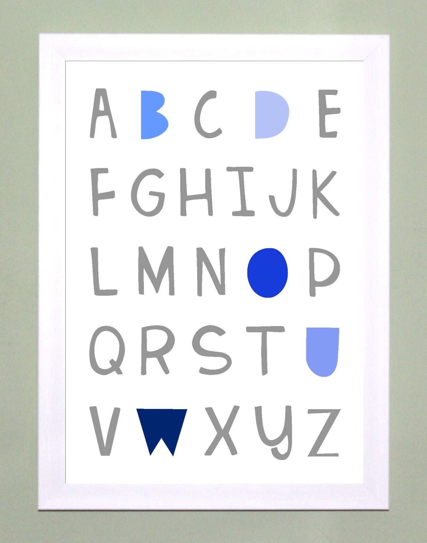 Alphabet A4 Print Boy / Girl Childrens Nursery Wall Art Blue Print Poster