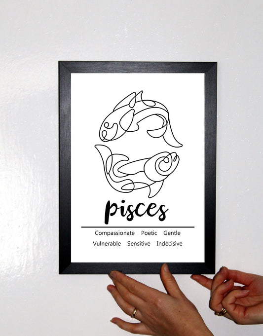 Pisces Zodiac Star Sign Traits A4 Poster Sold as the Print Only or in a Choice of Frames…