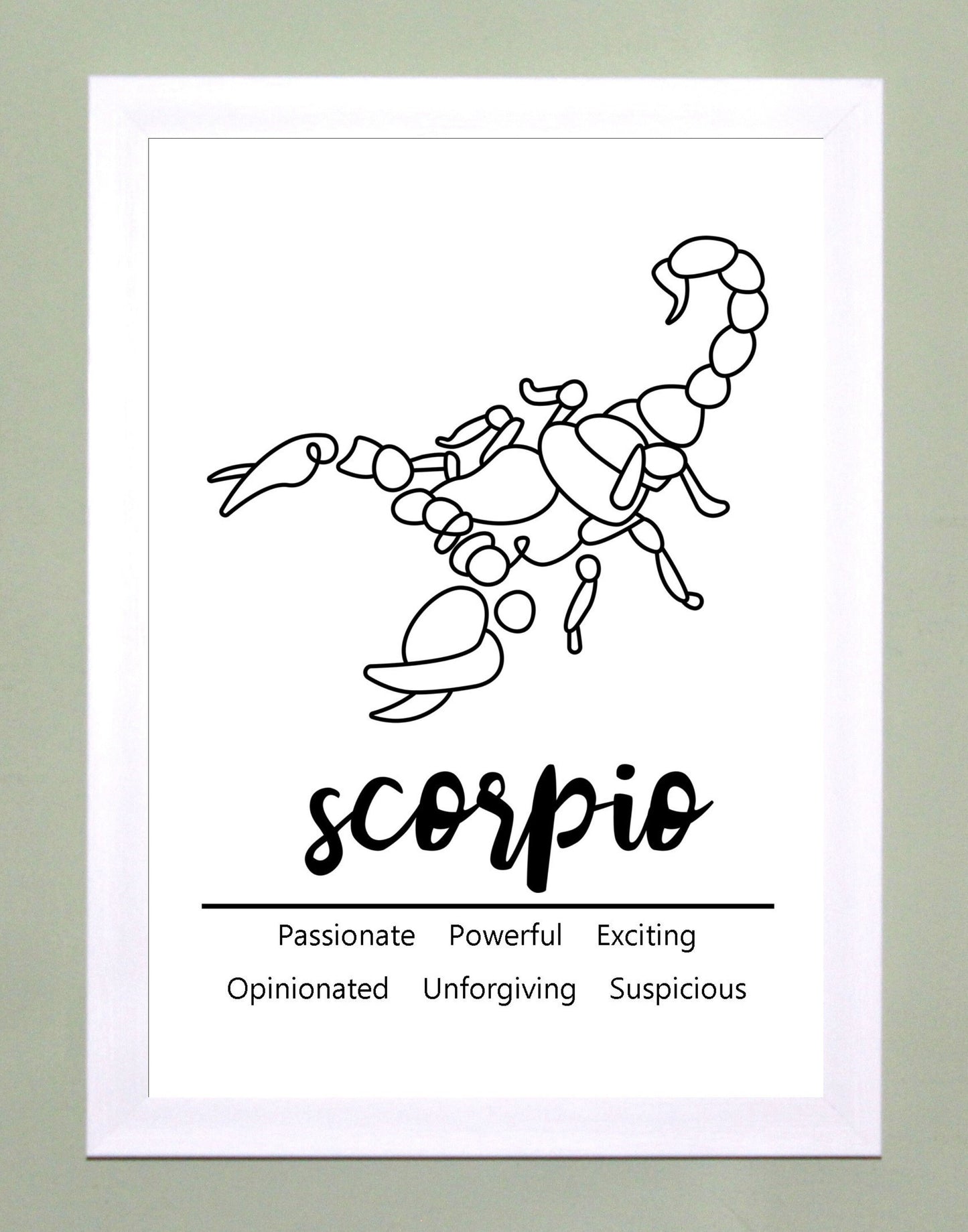 Scorpio Zodiac Star Sign Traits A4 Poster Sold as the Print Only or in a Choice of Frames…