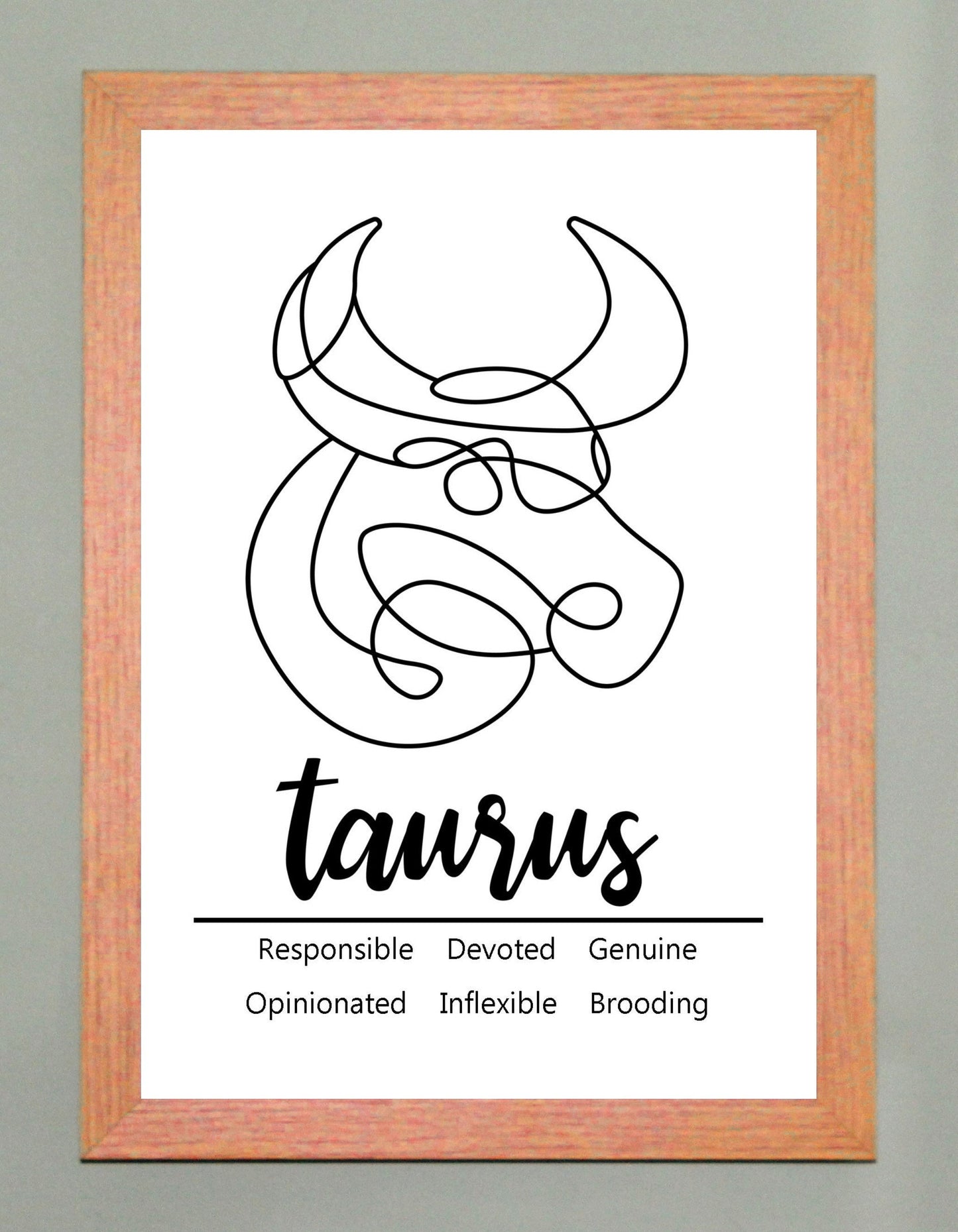 Taurus Zodiac Star Sign Traits A4 Poster Sold as the Print Only or in a Choice of Frames…