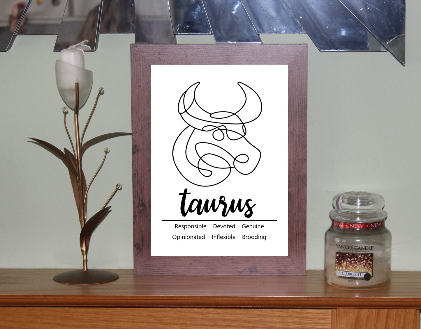 Taurus Zodiac Star Sign Traits A4 Poster Sold as the Print Only or in a Choice of Frames…