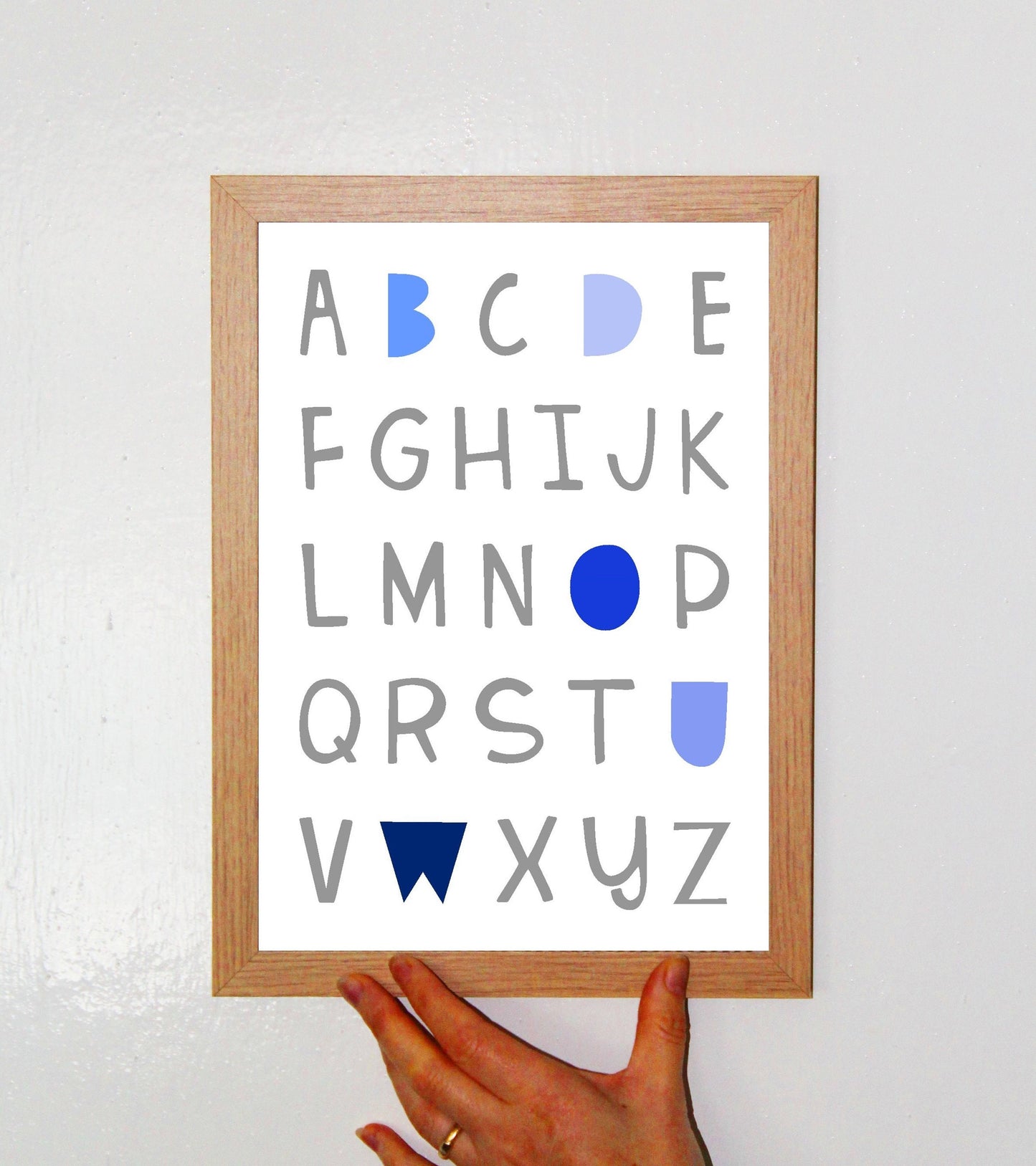 Alphabet A4 Print Boy / Girl Childrens Nursery Wall Art Blue Print Poster