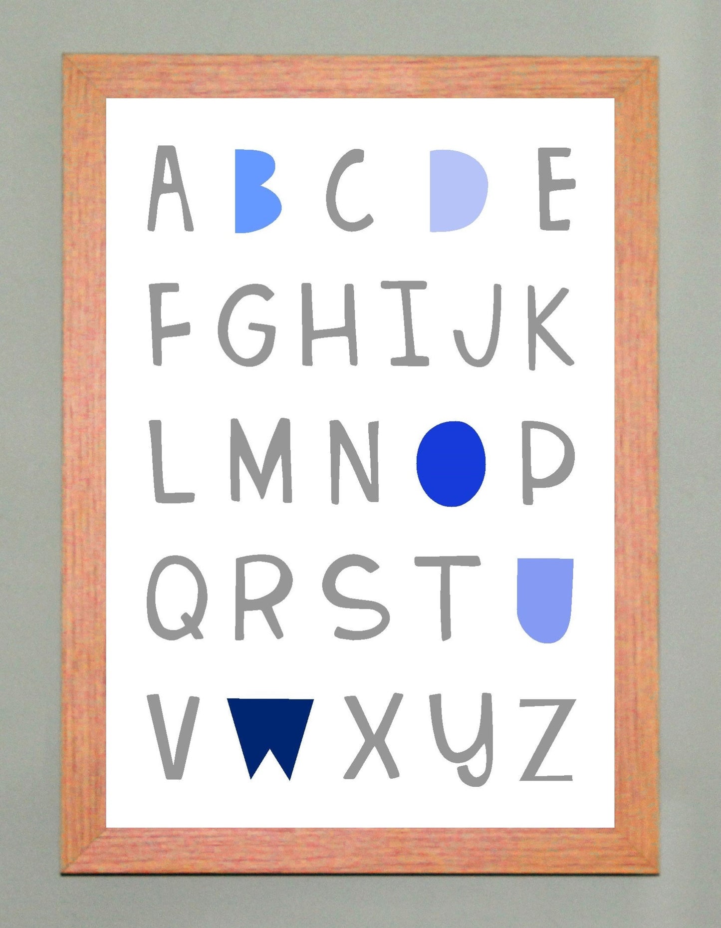 Alphabet A4 Print Boy / Girl Childrens Nursery Wall Art Blue Print Poster