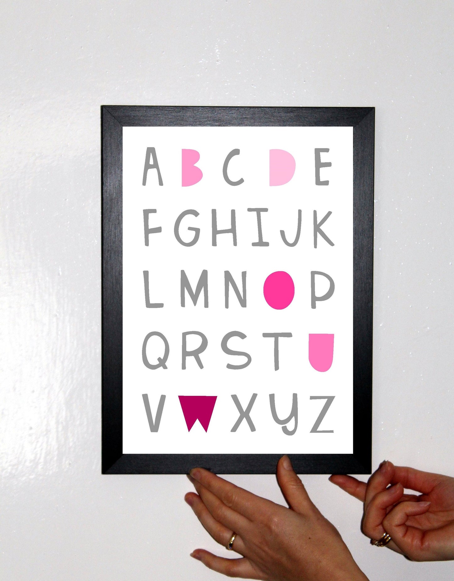 Alphabet A4 Print Boy / Girl Childrens Nursery Wall Art Pink Print Poster