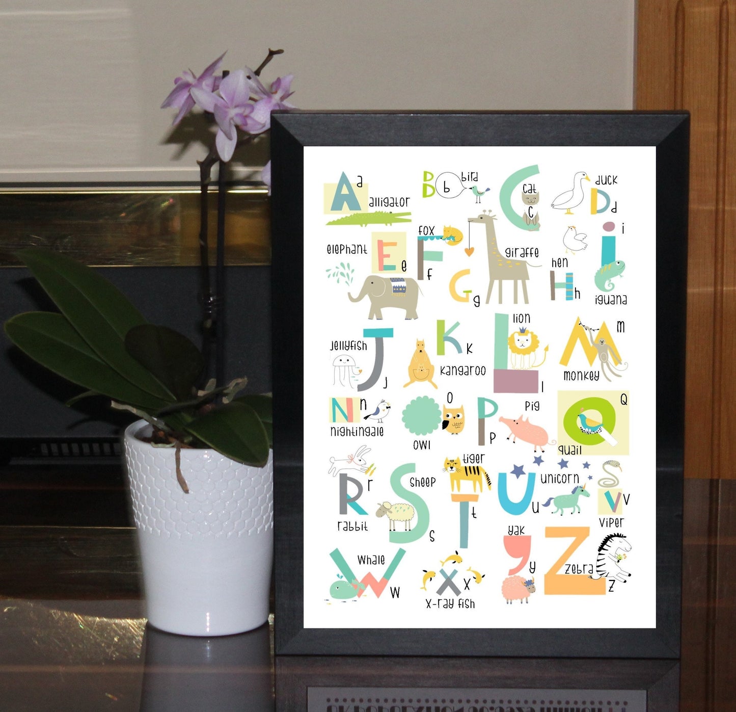 Animal Alphabet A4 Print Childrens Nursery Wall Art Print Poster