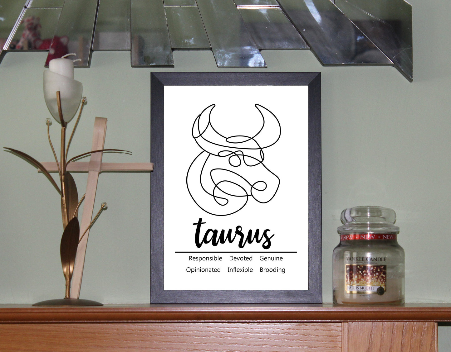 Taurus Zodiac Star Sign Traits A4 Poster Sold as the Print Only or in a Choice of Frames…