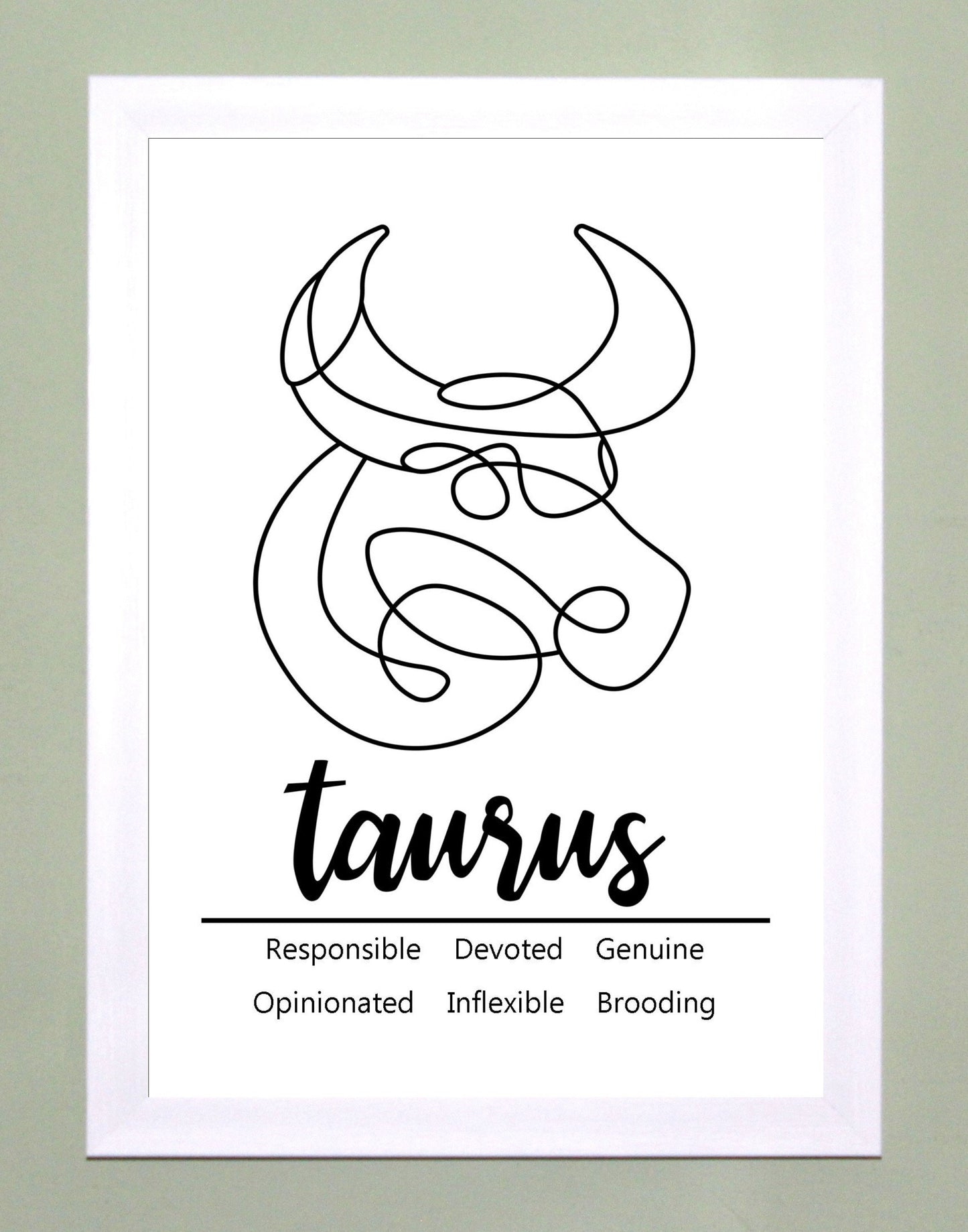 Taurus Zodiac Star Sign Traits A4 Poster Sold as the Print Only or in a Choice of Frames…