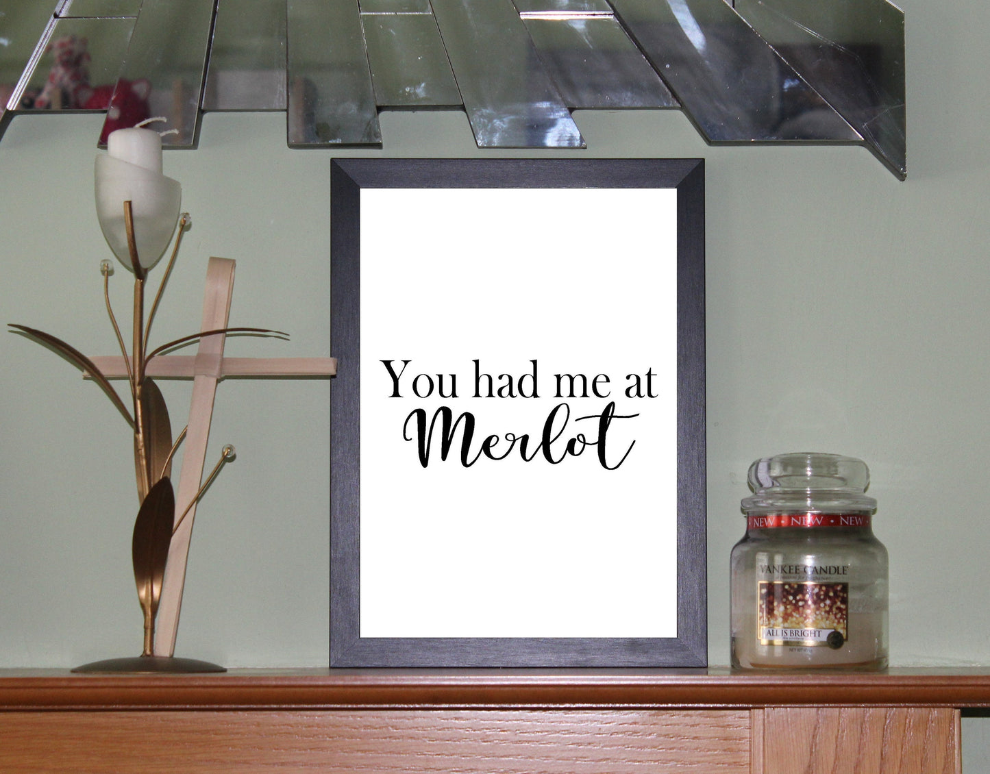 You Had Me At Merlot A4 Black or Red Fun Print Wall Art Available as the Print Only or in a Frame of Your Choice